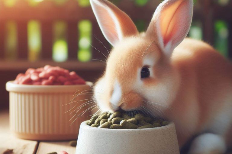 conejo comiendo pienso