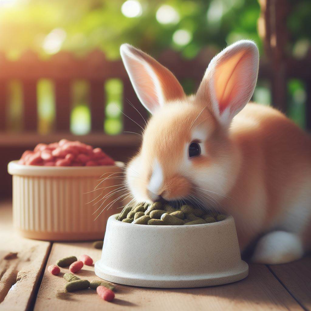 conejo comiendo pienso conejo comiendo pienso